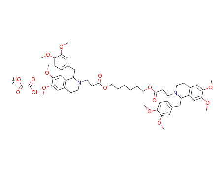 Molecular Structure of 81182-08-3 (3-[1-(3,4-Dimethoxy-benzyl)-6,7-dimethoxy-3,4-dihydro-1H-isoquinolin-2-yl]-propionic acid 6-{3-[1-(3,4-dimethoxy-benzyl)-6,7-dimethoxy-3,4-dihydro-1H-isoquinolin-2-yl]-propionyloxy}-hexyl ester; compound with oxalic acid)