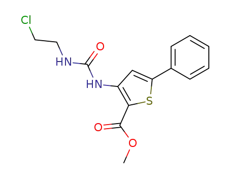 Molecular Structure of 126080-13-5 (3-[3-(2-Chloro-ethyl)-ureido]-5-phenyl-thiophene-2-carboxylic acid methyl ester)