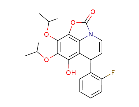 Molecular Structure of 188824-93-3 (2H,6H-Oxazolo[5,4,3-ij]quinolin-2-one,  6-(2-fluorophenyl)-7-hydroxy-8,9-bis(1-methylethoxy)-)