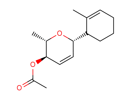 Molecular Structure of 95666-88-9 (2H-Pyran-3-ol, 3,6-dihydro-2-methyl-6-(2-methyl-2-cyclohexen-1-yl)-,
acetate)