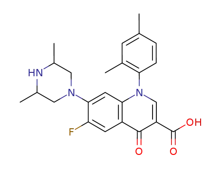 Molecular Structure of 164662-48-0 (1-(2,4-dimethylphenyl)-7-(3,5-dimethylpiperazin-1-yl)-6-fluoro-4-oxo-1,4-dihydroquinoline-3-carboxylic acid)