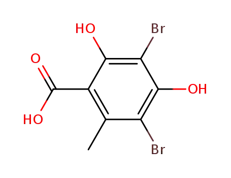 Molecular Structure of 92455-24-8 (Benzoic acid, 3,5-dibromo-2,4-dihydroxy-6-methyl-)