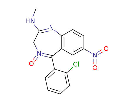Molecular Structure of 101928-10-3 (5-o-chlorophenyl-2-methylamino-7-nitro-3H-1,4-benzodiazepine-4-oxide)