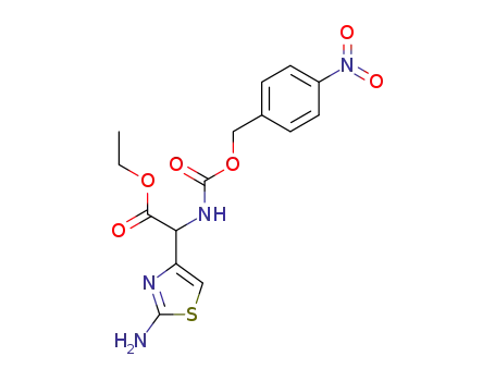 Molecular Structure of 92592-15-9 (4-Thiazoleacetic acid,
2-amino-a-[[[(4-nitrophenyl)methoxy]carbonyl]amino]-, ethyl ester)
