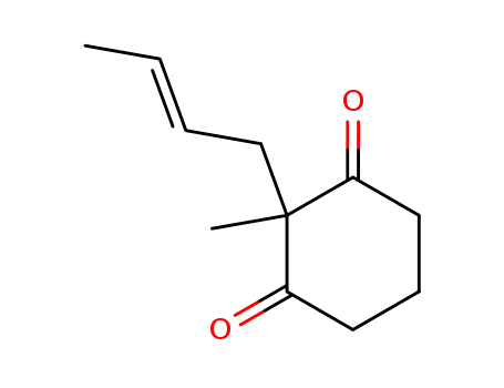 Molecular Structure of 193096-55-8 (1,3-Cyclohexanedione, 2-(2-butenyl)-2-methyl-, (E)-)