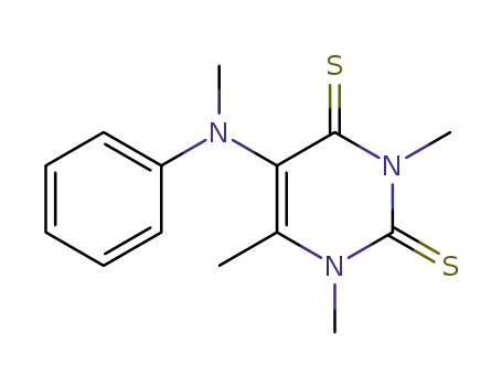 Molecular Structure of 80254-36-0 (1,3,6-trimethyl-5-[methyl(phenyl)amino]pyrimidine-2,4(1H,3H)-dithione)
