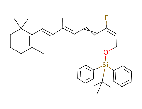 Molecular Structure of 186953-39-9 ((7E,9E,13E)-tert-butyldiphenylsilyl 13-demethyl-13-fluororetinyl ether)