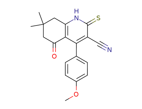 Molecular Structure of 200340-05-2 (2-MERCAPTO-4-(4-METHOXYPHENYL)-7,7-DIMETHYL-5-OXO-5,6,7,8-TETRAHYDROQUINOLINE-3-CARBONITRILE)