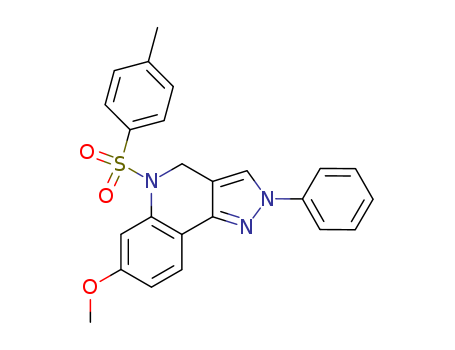 Molecular Structure of 103688-01-3 (2H-Pyrazolo[4,3-c]quinoline,4,5-dihydro-7-methoxy-5-[(4-methylphenyl)sulfonyl]-2-phenyl-)