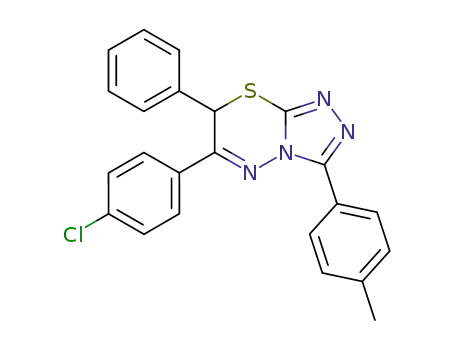 Molecular Structure of 132818-39-4 (6-(4-Chloro-phenyl)-7-phenyl-3-p-tolyl-7H-[1,2,4]triazolo[3,4-b][1,3,4]thiadiazine)