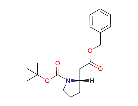 Molecular Structure of 139986-14-4 (2-Pyrrolidineacetic acid, 1-[(1,1-dimethylethoxy)carbonyl]-,
phenylmethyl ester, (S)-)