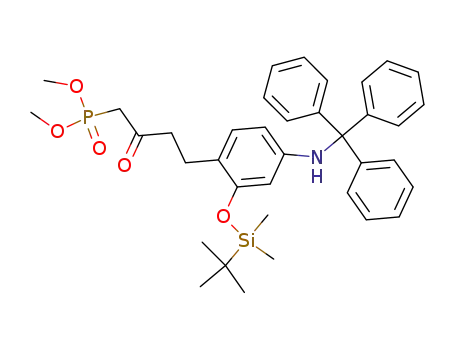Molecular Structure of 110828-45-0 ({4-[2-(tert-Butyl-dimethyl-silanyloxy)-4-(trityl-amino)-phenyl]-2-oxo-butyl}-phosphonic acid dimethyl ester)