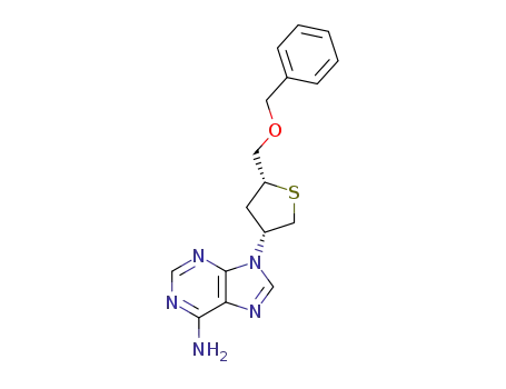 Molecular Structure of 142941-55-7 ((3'R,5'R)-1-<5'-<(benzyloxy)methyl>tetrahydro-3'-thienyl>-9H-purin-6-amine)