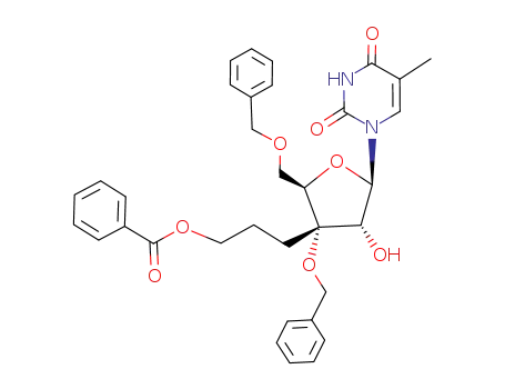 1-[3-C-(3-benzoyloxypropyl)-3,5-di-O-benzyl-β-D-ribofuranosyl]thymine