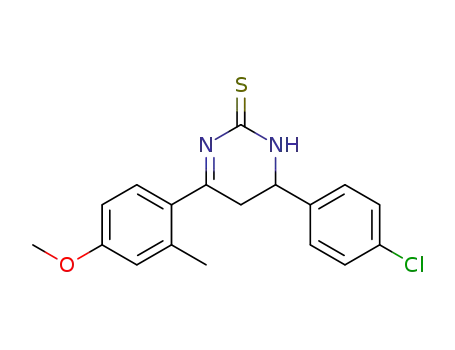 Molecular Structure of 249526-05-4 (6-(4-Chloro-phenyl)-4-(4-methoxy-2-methyl-phenyl)-5,6-dihydro-1H-pyrimidine-2-thione)