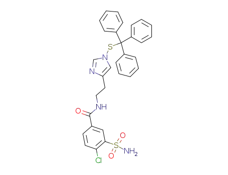 Molecular Structure of 1027139-12-3 (4-chloro-3-sulfamoyl-<i>N</i>-[2-(1-tritylsulfanyl-1<i>H</i>-imidazol-4-yl)-ethyl]-benzamide)