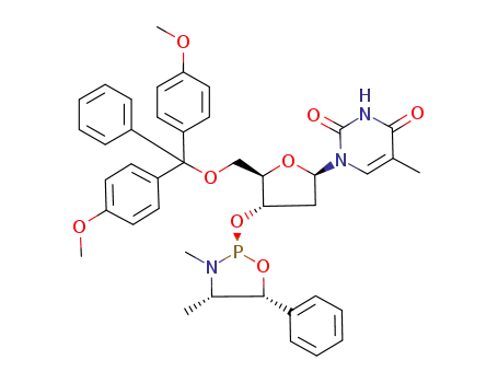 1-[(2R,4S,5R)-5-[Bis-(4-methoxy-phenyl)-phenyl-methoxymethyl]-4-((2R,4S,5R)-3,4-dimethyl-5-phenyl-[1,3,2]oxazaphospholidin-2-yloxy)-tetrahydro-furan-2-yl]-5-methyl-1H-pyrimidine-2,4-dione