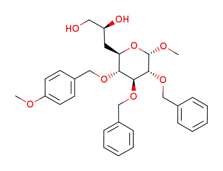 (S)-3-[(2R,3R,4S,5R,6S)-4,5-Bis-benzyloxy-6-methoxy-3-(4-methoxy-benzyloxy)-tetrahydro-pyran-2-yl]-propane-1,2-diol