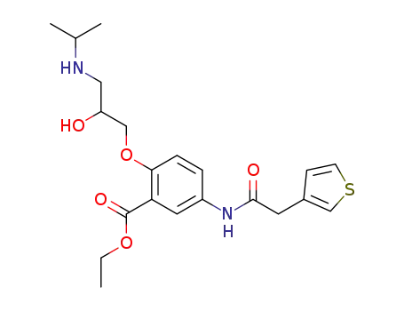 Benzoic acid,
2-[2-hydroxy-3-[(1-methylethyl)amino]propoxy]-5-[(3-thienylacetyl)amino]
-, ethyl ester
