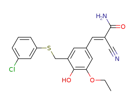 Molecular Structure of 107787-99-5 ((2E)-3-(3-{[(3-chlorophenyl)sulfanyl]methyl}-5-ethoxy-4-hydroxyphenyl)-2-cyanoprop-2-enamide)