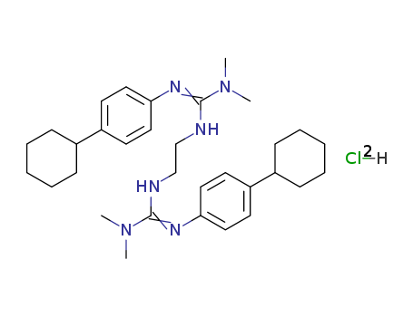 Molecular Structure of 120570-68-5 (Guanidine,N,N'''-1,2-ethanediylbis[N''-(4-cyclohexylphenyl)-N',N'-dimethyl-,dihydrochloride (9CI))