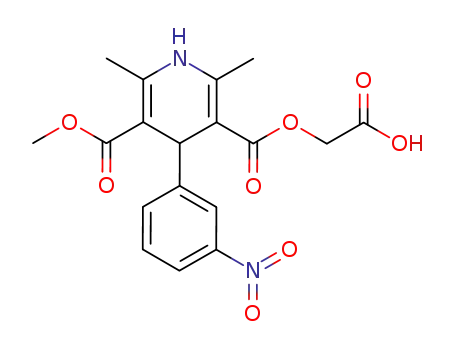 Molecular Structure of 104305-95-5 (3,5-Pyridinedicarboxylic acid, 1,4-dihydro-2,6-dimethyl-4-(3-nitrophen yl)-, carboxymethyl methyl ester)