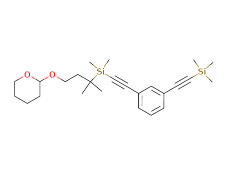 Molecular Structure of 170474-61-0 (2-<3-<dimethyl<<3-<(trimethylsilyl)ethynyl>phenyl>ethynyl>silyl>-3-methylbutoxy>tetrahydro-2H-pyran)