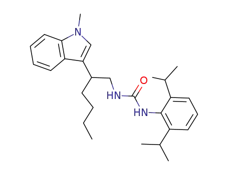 Molecular Structure of 145131-62-0 (1-[2,6-bis(1-methylethyl)phenyl]-3-[(2R)-2-(1-methyl-1H-indol-3-yl)hexyl]urea)