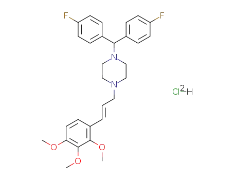 Molecular Structure of 104690-85-9 (1-[bis(4-fluorophenyl)methyl]-4-[(2E)-3-(2,3,4-trimethoxyphenyl)prop-2-en-1-yl]piperazine dihydrochloride)