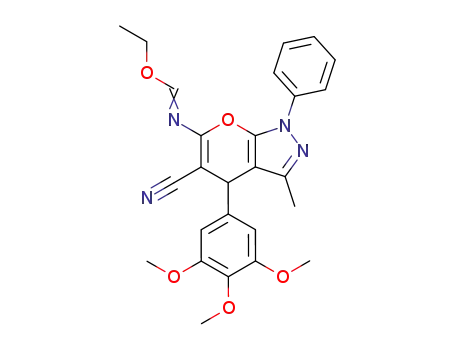 6-ethoxymethylideneamino-3-methyl-1-phenyl-4-(3,4,5-trimethoxyphenyl)-1,4-dihydropyrano[2,3-c]pyrazole-5-carbonitrile