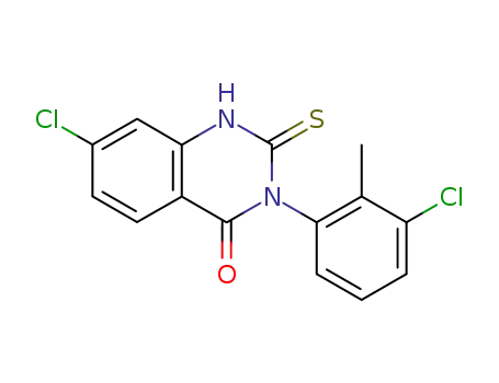 Molecular Structure of 118449-39-1 (7-Chloro-3-(3-chloro-2-methyl-phenyl)-2-thioxo-2,3-dihydro-1H-quinazolin-4-one)