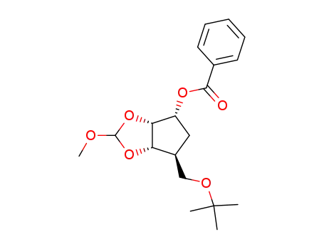 Molecular Structure of 212911-12-1 (Benzoic acid (3aR,4R,6S,6aS)-6-tert-butoxymethyl-2-methoxy-tetrahydro-cyclopenta[1,3]dioxol-4-yl ester)
