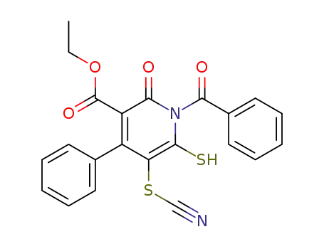 ethyl 1-benzoyl-1,2-dihydro-2-oxo-4-phenyl-6-thiol-5-thiocyanatopyridine-3-carboxylate