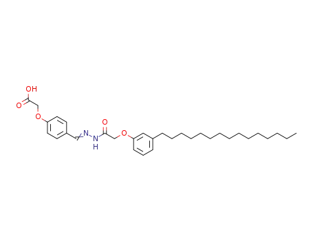 Molecular Structure of 132663-58-2 ((4-{[2-(3-Pentadecyl-phenoxy)-acetyl]-hydrazonomethyl}-phenoxy)-acetic acid)