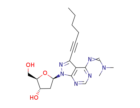 1-(2-Deoxy-β-D-erythro-pentofuranosyl)-4-<<(dimethylamino)methylidene>amino>-3-(hex-1-ynyl)-1H-pyrazolo<3,4-d>pyrimidine