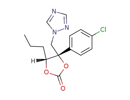 Molecular Structure of 107659-82-5 ((4S,5R)-4-(4-chlorophenyl)-5-propyl-4-(1H-1,2,4-triazol-1-ylmethyl)-1,3-dioxolan-2-one)