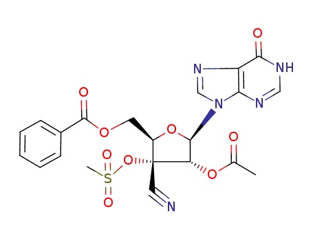 9-(2'-O-acetyl-5'-O-benzoyl-3'-C-cyano-3'-O-mesyl-β-D-ribofuranosyl)hypoxanthine