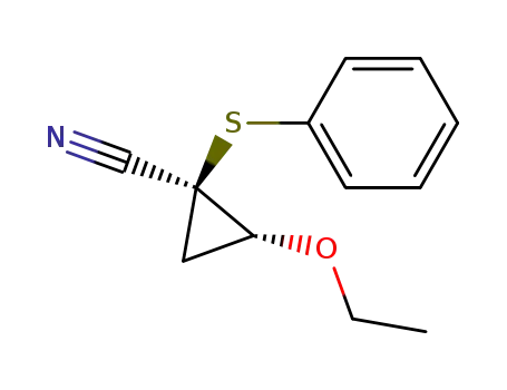 Molecular Structure of 161262-85-7 (Cyclopropanecarbonitrile, 2-ethoxy-1-(phenylthio)-, trans- (9CI))
