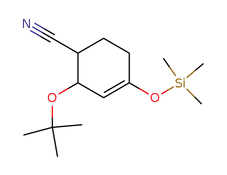 Molecular Structure of 91294-47-2 (3-Cyclohexene-1-carbonitrile,
2-(1,1-dimethylethoxy)-4-[(trimethylsilyl)oxy]-, cis-)