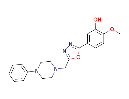 Molecular Structure of 127718-47-2 (2-methoxy-5-{5-[(4-phenylpiperazin-1-yl)methyl]-1,3,4-oxadiazol-2-yl}phenol)