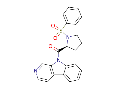 Molecular Structure of 255053-59-9 (9H-Pyrido[3,4-b]indole,
9-[[(2S)-1-(phenylsulfonyl)-2-pyrrolidinyl]carbonyl]-)
