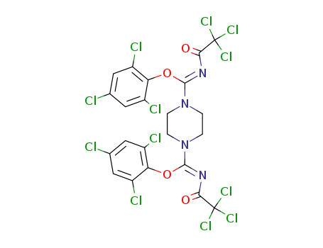 Molecular Structure of 90234-99-4 (1,4-Piperazinedicarboximidic acid, N,N'-bis(trichloroacetyl)-,
bis(2,4,6-trichlorophenyl) ester)
