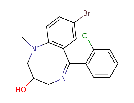 Molecular Structure of 73591-00-1 (8-bromo-1-methyl-3-hydroxy-6-(2'-chlorophenyl)-1,2,3,4-tetrahydro-1,5-benzodiazocine)