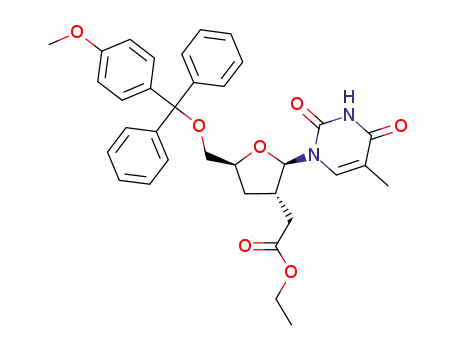 5'-O-(p-monomethoxytrityl)-2',3'-dideoxy-2'-C-carbethoxymethylene-ribothymidine