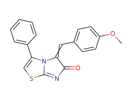 Molecular Structure of 89990-79-4 (Imidazo[2,1-b]thiazol-6(5H)-one,
5-[(4-methoxyphenyl)methylene]-3-phenyl-)