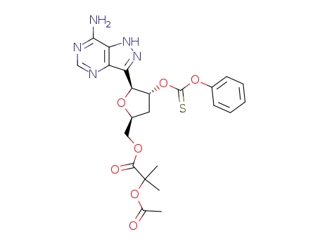 7-amino-3-<5-O-(2-acetoxyisobutyryl)-3-deoxy-2-O-phenoxy(thiocarbonyl)-β-D-ribofuranosyl>-1H-pyrazolo<4,3-d>pyrimidine
