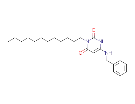 Molecular Structure of 137476-02-9 (6-(benzylamino)-3-dodecyl-2,4-pyrimidinedione)