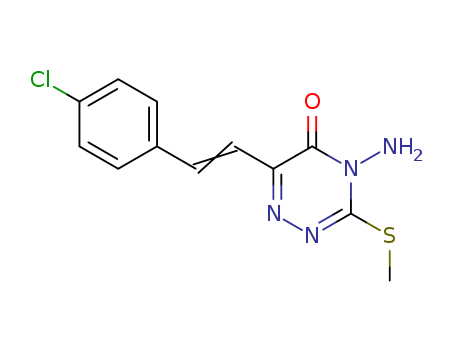 Molecular Structure of 89988-35-2 (1,2,4-Triazin-5(4H)-one,
4-amino-6-[2-(4-chlorophenyl)ethenyl]-3-(methylthio)-)