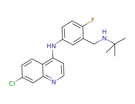 Molecular Structure of 260540-97-4 (4-Quinolinamine, 7-chloro-N-[3-[[(1,1-dimethylethyl)amino]methyl]-4-fluorophenyl]-)