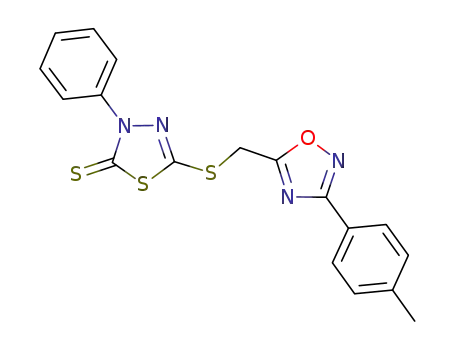 3-phenyl-5-{(3-p-tolyl-1,2,4-oxadiazol-5-yl)methylthio}-1,3,4-thiadiazole-2(3H)-thione